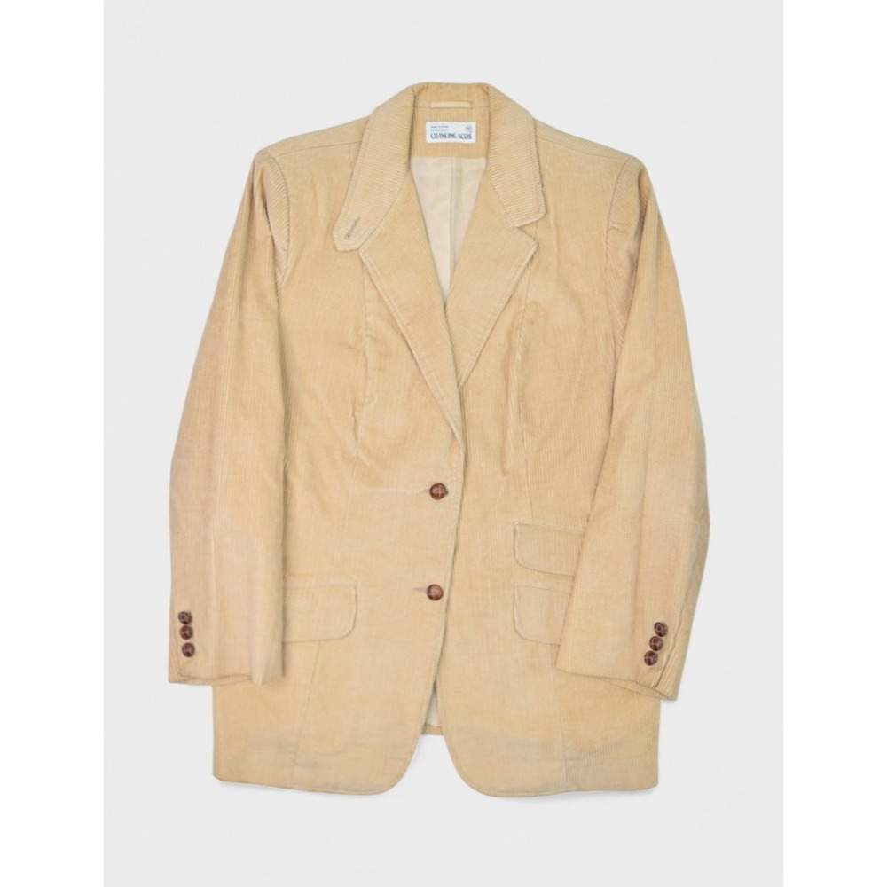 Vintage Corduroy Jacket Womens Large Khaki Blazer Wide Wale Changing Scene